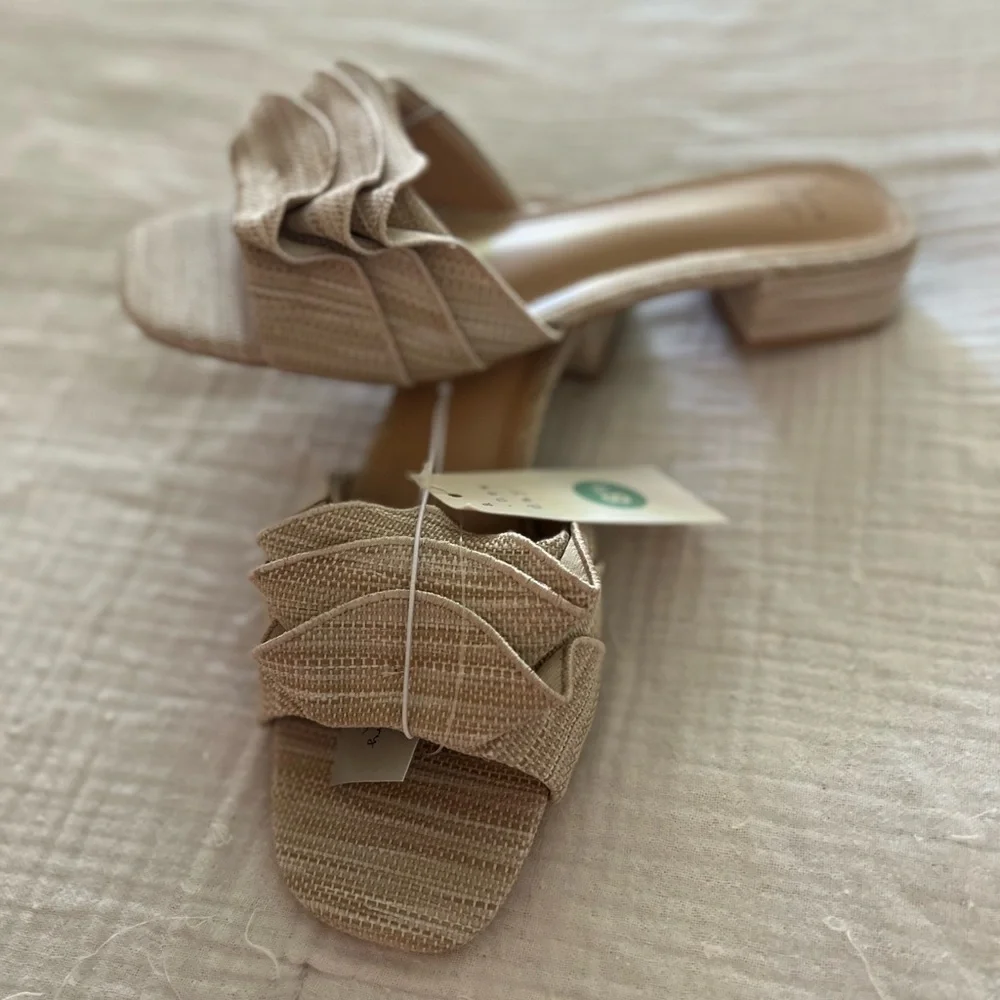 a new day Ruffled Beige Mules - Picture 2 of 6